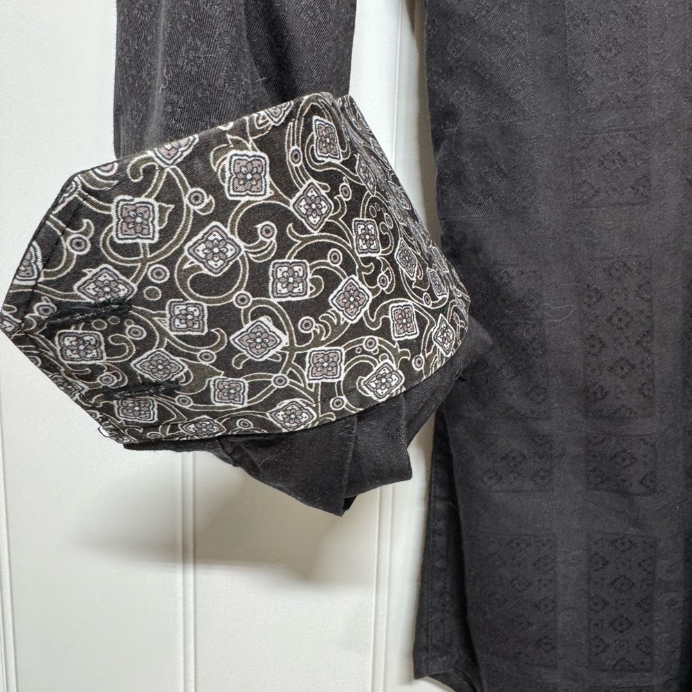 Robert Graham Black Patterned Button Down Shirt M… - image 2